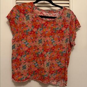 NATURAL LIFE Colorful Floral Blouse - Red and Pink